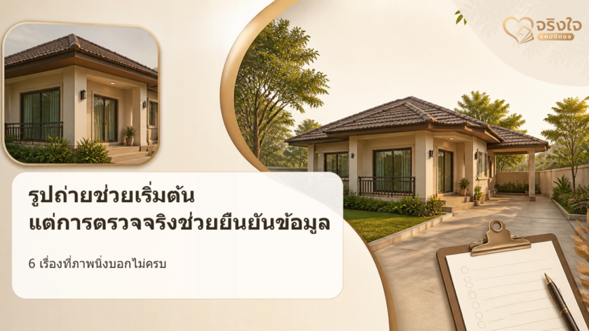ภาพเปรียบเทียบการดูทรัพย์จากรูปถ่ายกับการตรวจทรัพย์หน้างานของจริงใจ แคปปิตอล